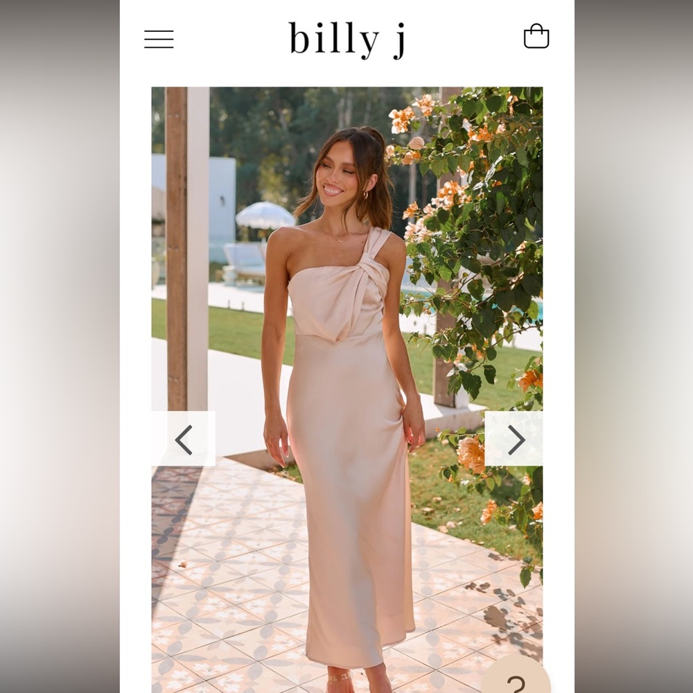 Champagne Asymmetrical Ruched One-Shoulder Dress | Bridesmaid Dress